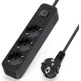 Aigostar - 20BX3 - Stekkerdoos - Zwart - 3-voudig - 5 meter - Randaarde