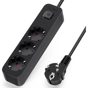 Aigostar - 20BX3 - Stekkerdoos - Zwart - 3-voudig - 5 meter - Randaarde