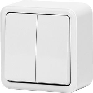 Aigostar - Dubbele wandschakelaar opbouw DE - Wit