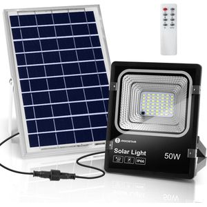 Aigostar 10L6O - LED schijnwerper - Floodlight - IP66 - Afstandsbediening - Buitenlamp op zonne energie - 400LM - 50W - 6500K