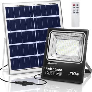 Aigostar 10L6Q - 200W LED schijnwerper - Solar Buitenlamp - Wandlamp - IP66 waterdicht - Timer - Afstandsbediening - 1200LM - 6500K