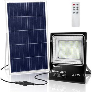 Aigostar 10L6R - LED schijnwerper - Solar Buitenlamp - Wandlamp - IP66 waterdicht - Timer - Afstandsbediening - 800LM - 6500K - 300W