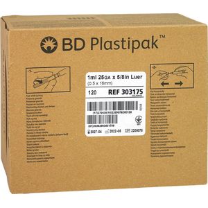 120 Insulinespuit Spuit met naald 1 ml – 25G x 5/8 Spuit 1 ml 25GA 5/8 0,5 x 16 mm