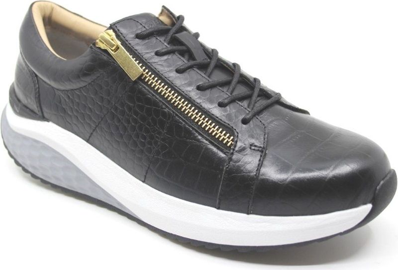 Sneakers - Zwart - Geperforeerd Leer - Met Ritsen