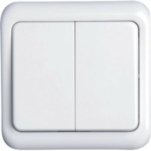 Wisselschakelaar Wissel/Wissel - Inbouw - 1-voudig Dubbel Schakelaar - Incl. Afdekraam - Wit