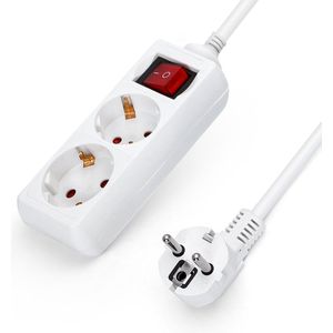 Aigostar Stekkerdoos 2-Voudig met Schakelaar Kinderbeveiliging, 3g1,5m㎡ 5 m Kabel Wit (2-voudig, 5m)
