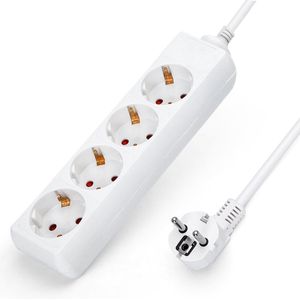 Aigostar - Stekkerdoos - Wit - 4-Voudig - Met Overspanningsbeveiliging en Kinderbeveiliging - 1.5 m Kabel