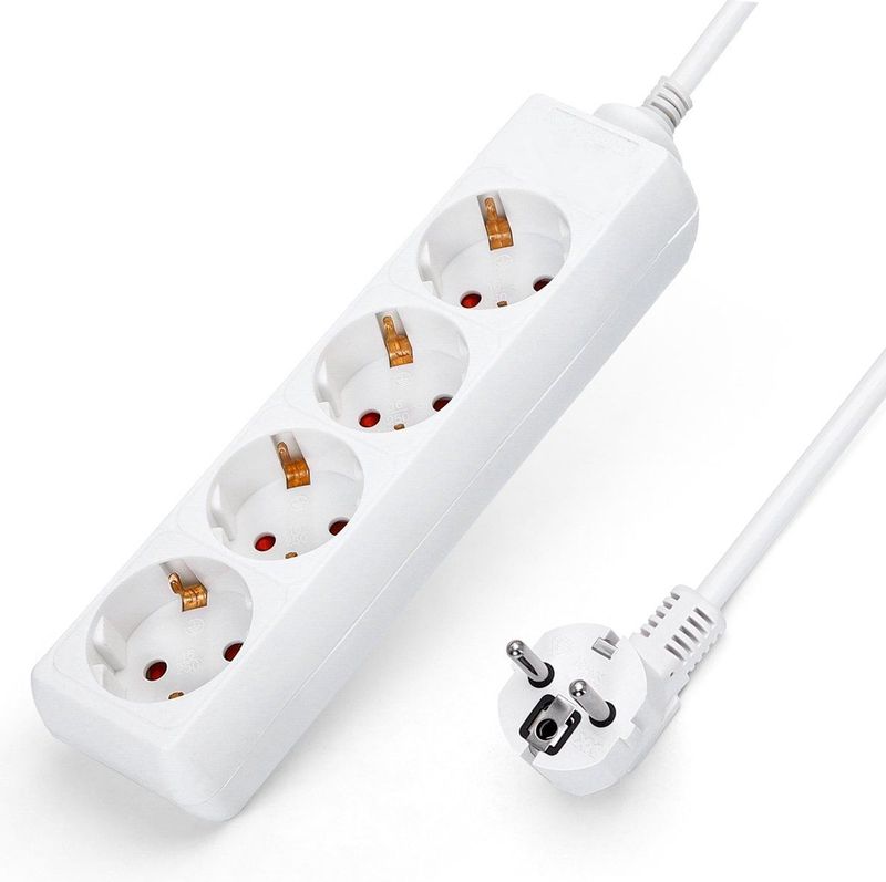 Aigostar - Stekkerdoos - Wit - 4-Voudig - Met Overspanningsbeveiliging en Kinderbeveiliging - 1.5 m Kabel