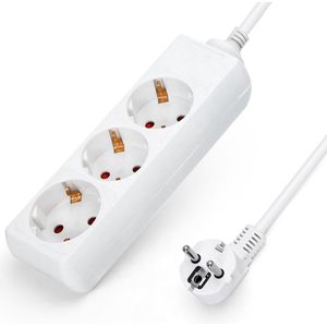 Aigostar 20FGN Stekkerdoos - Met randaarde - Verlengsnoer - Verlengkabel - 3-voudig - 3 meter - Wit | Nederlands