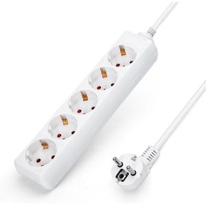 Aigostar 20HJJ Stekkerdoos - Met randaarde - Verlengsnoer - Verlengkabel - 5-voudig - 1.5 meter - Wit | Nederlands