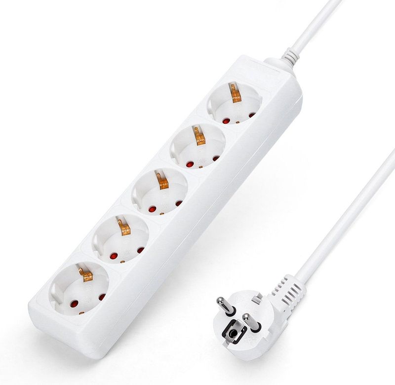 Aigostar - Stekkerdoos - 5 Geaarde Contactdozen - Hittebestendig - Vlamvertragend