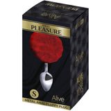Alive Anal Pleasure - anale plug met konijnenstaart (zilver-rood)