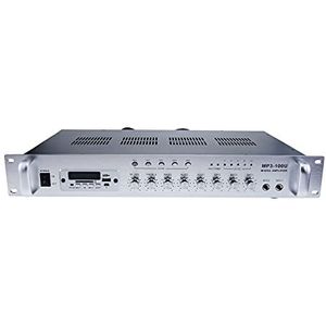 BeMatik Professional Soundversterker 100 W, 110 V, 5 zones, met FM MP3 AUX MIC Rack