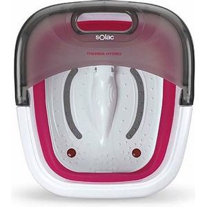 Solac ME7756 Hydromassageapparaat voor de voeten, opvouwbaar, 6 liter, blaasmassage, vibratie, infrarood, waterverwarming, gebruik met oliën, 350 W, wit/fuchsia