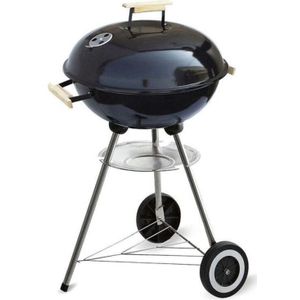 Houtskoolbarbecue met Deksel en Wielen Algon Zwart (Ø 45 cm) Geëmailleerd Staal