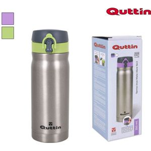 Quttin | Thermosfles | Roestvrij Matte | Easy Open | 350 ml | Groen/Paars kleur