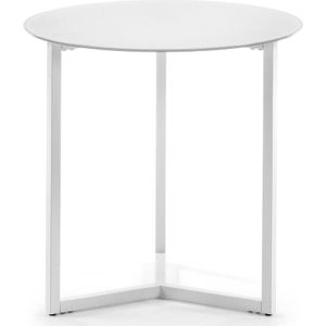 Kave Home Raea - Raeam Bijzettafel In Gehard Glas en Wit Staal 50 cm