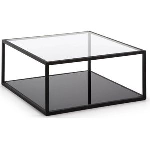 Kave Home Salontafel Blackhill vierkant, glas transparant,, 80 x 35 x 80 cm