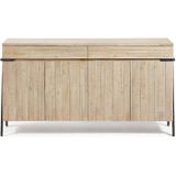 Kave Home Thinh, Thinh 4-deurs dressoir van massief acaciahout met 2 lades en zwarte afwerking, 184 x 98 cm (mtk0013)