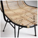 Kave Home Eetkamerstoel Tishana zwart synthetic wicker/rattan met armleuning,