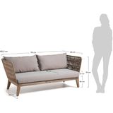 Kave Home - Belleny 3-zitsbank in beige koord en massief acaciahout,