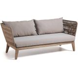 Kave Home - Belleny 3-zitsbank in beige koord en massief acaciahout,