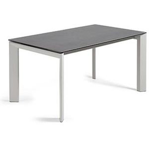Kave Home Eettafel Axis, Axis uitschuifbare tafel van porselein met grijze poten 160 (220) cm (mtk0116)