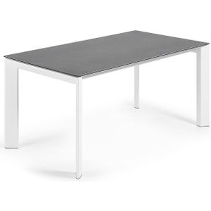 Kave Home Axis, Axis uitschuifbare tafel van porselein met l witte poten 160 (220) cm (mtk0116)