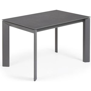 Kave Home Axis, Axis uitschuifbare tafel van porselein met antraciet stalen poten 120 (180) cm (mtk0116)
