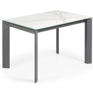 Kave Home Eettafel Axis, Axis uitschuifbare tafel van porselein met poten in antraciet 120 (180) cm (mtk0172)