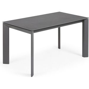 Kave Home Axis, Axis uitschuifbare tafel van porselein met antraciet stalen poten 140 (200) cm (mtk0116)