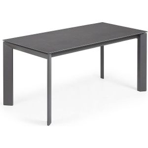 Kave Home Axis, Axis uitschuifbare tafel van porselein met antraciet stalen poten 160 (220) cm (mtk0116)