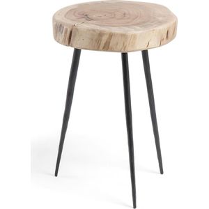 Kave Home Sidetable Eider rond, hout beige,, 35 x 54 x 35 cm