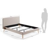 Kave Home Dyla, Dyla beige bed met afneembare hoes en massief beuken poten 160 x 200 cm (mtk0045)