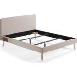 Kave Home Dyla, Dyla beige bed met afneembare hoes en massief beuken poten 160 x 200 cm (mtk0045)