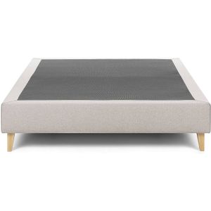 Kave Home - Nikos hoge bedbodem in beige met massief beukenhouten poten voor een matras van 160 x 200