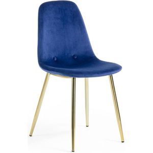 Kave Home Eetkamerstoel Yaren blauw stof