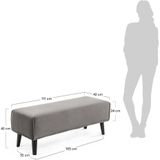 Kave Home - Bankje Dyla grijs fluweel 111 cm