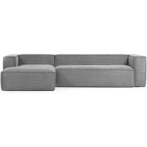 Kave Home - 4-zitsbank Blok grijze corduroy met chaise longue links 330 cm