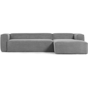 Kave Home - 4-zitsbank Blok grijze corduroy met chaise longue rechts 330 cm