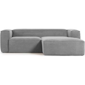 Kave Home - 2-zitsbank Blok grijze corduroy met chaise longue rechts 240 cm