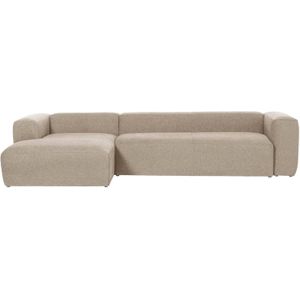 Kave Home Blok Beige 4-zitsbank met Chaise Longue - Moderne stijl, veelzijdig en comfortabel