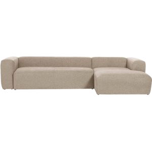 Kave Home Blok 3-zitsbank - Beige Chenille Stof - Chaise Longue - Comfortabel en Stijlvol Design