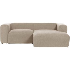 Kave Home Blok 2-zitsbank - Beige Chenille Stof - Chaise Longue