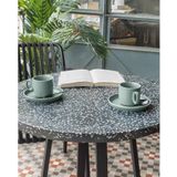 Kave Home - Tella ronde terrazzo tafel in zwart met stalen poten Ø 70