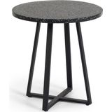 Kave Home - Tella ronde terrazzo tafel in zwart met stalen poten Ø 70