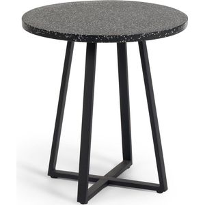 Kave Home - Tella ronde terrazzo tafel in zwart met stalen poten Ø 70 cm