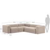 Kave Home Blok - Moderne 4-zits hoekbank in beige chenille stof