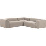 Kave Home Blok - Moderne 4-zits hoekbank in beige chenille stof