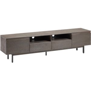 Kave Home Dressoir Indiann, Indiann tv-meubel van massief acaciahout & zwart metaal, 2 deuren & 2 laden, 210 x 45 cm